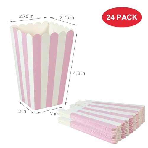Pink Popcorn and Candy Boxes 24 Pack - Carnival Party Supplies