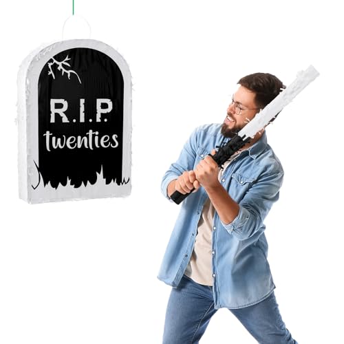 30th Birthday Piñata Set with Tombstone Design - Fun Death to My 20s Party Supplies