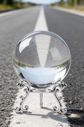 80mm Clear Crystal Ball with Stand for Photography & Decor - Sphere Set