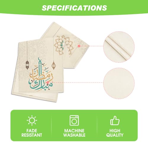 Ramadan Lantern Floral Table Runner - Seasonal Kitchen Dining Decor, 13x72 Inches