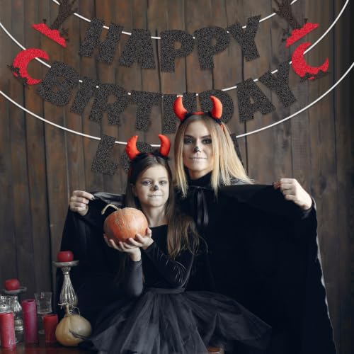 Black Glitter Vampire Birthday Banner - Funny Milestone Party Decor