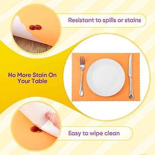 Disposable Paper Placemat with Scalloped Edges - Orange, 200 Pack, 10 x 14 Inch