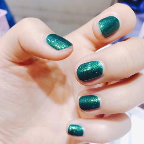 Dark Green Glitter Nail Polish - Quick Dry, Shimmer Finish, 12ml