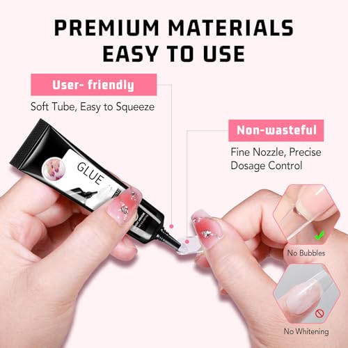 Semi Solid Nail Glue with Remover - Clear 15g for Press On Nails, No UV Needed