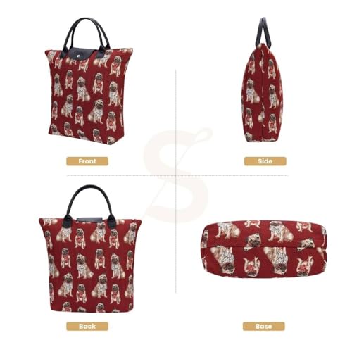 Pug Signare Reusable Foldable Tote Bag Eco-Friendly Grocery Shopping Bag