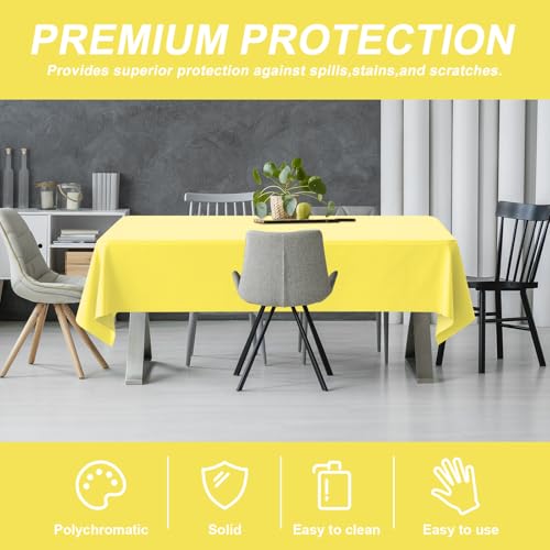 Light Yellow Plastic Table Cover Roll 54x160ft with Cutter Box - Disposable & Waterproof
