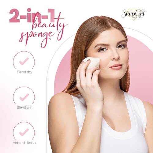 Memory Foam Makeup Sponge - No Water Needed Blender for Liquid, Cream & Powder Foundation - Single Beauty Sponge