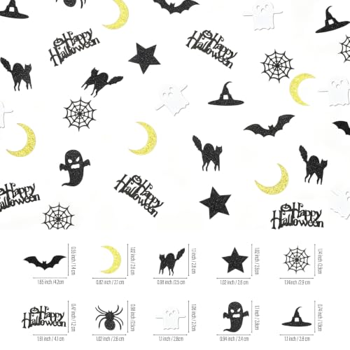 Halloween Confetti for Tables - Spooky Happy Halloween Decorations - Black 2