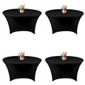 4 Pack 72 Inch Black Spandex Round Table Covers - Fitted Stretch Tablecloth for Weddings & Parties - Variation: 4Pack-72inch / Black