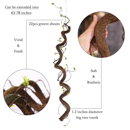 63in Bendable Artificial Tree Trunk & Leaf Wall Decor - Moss Vine Foliage