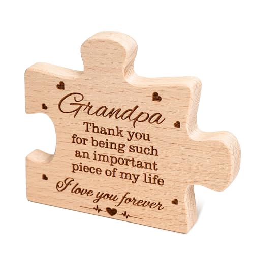 Grandpa Puzzle Piece Sign - Wooden Keepsake Decor for Fathers Day or Birthdays