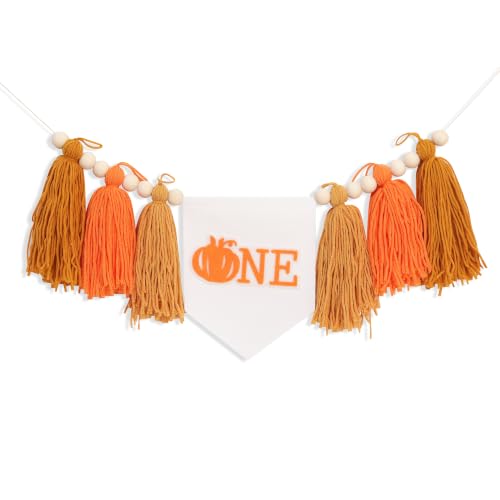 Boho Pumpkin 1st Birthday High Chair Banner - Gold Tassels & Felt Decor