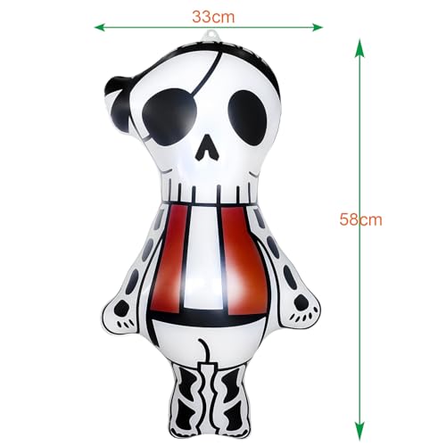 Inflatable Ghost Halloween Decoration - White Skull Variant