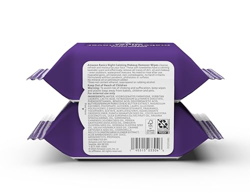 Night Calming Makeup Remover Wipes - 25 Count Pack of 2, Gentle & Waterproof Makeup Removal