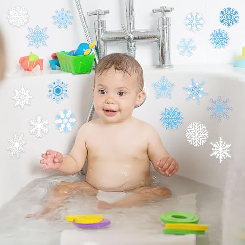Snowflake Winter Gel Window Clings - 50 Pieces Removable & Reusable Decorations