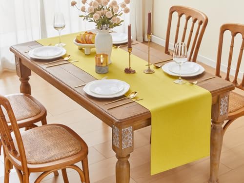 Yellow Table Runner 16x55 Inches - Autumn Waterproof Farmhouse Decor