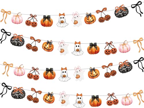 Halloween Party Decorations Bows and Pumpkins Banner - Orange Bow Halloween