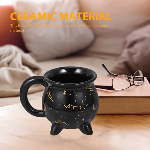 Black Halloween Witch Cauldron Mug - 10 Oz Novelty Ceramic Coffee Cup