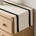 Woven Rustic Table Runner 12x120 Inch Black Stripe Cotton Polyester