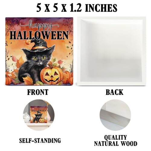 Halloween Decorations Happy Halloween Wooden Sign - Ghosts Spooky Decor - Variation: HALLOWEEN