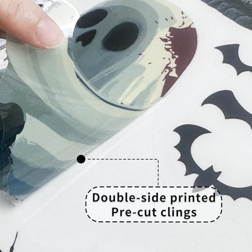 Halloween Window Clings Set - Spooky Castle Bat Web Bloody Stickers for Indoor Outdoor Glass Decor