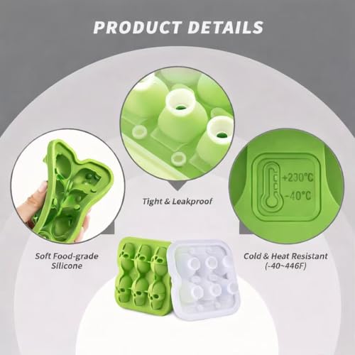 Green Skull Ice Cube Mold - 6-Cavity Silicone Ice Tray for Whiskey & Cocktails