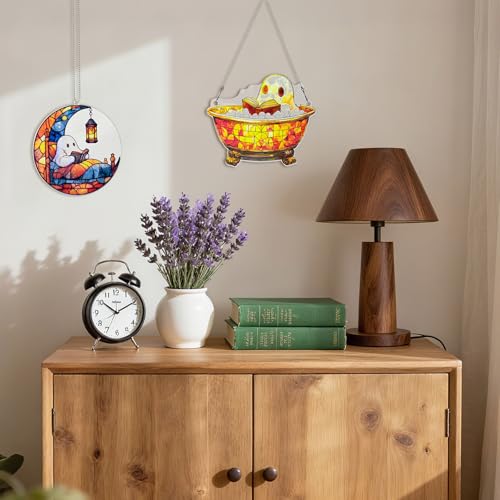 Ghost Reading Acrylic Suncatcher Ornament Window Hanging Wall Decor - 3 Pieces