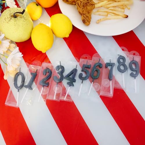 Chanseen Black Number Candles Set - Personalizable Cake & Cupcake Decorations, 0-9 for Birthdays & Celebrations