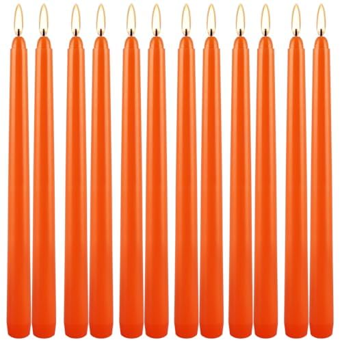 12 Pack 10-Inch Orange Taper Candles Unscented Dripless for Halloween & Holiday Decor - Variation of THIS Listing