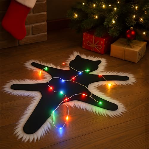 Funny Light Up Cat Rug with Multi-Color Flashing Lights - Colored Lights Variation 20x24 Inch Party Mat