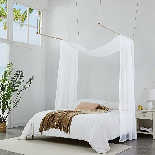 White Sheer Window Scarf - 55W x 900L Extra Long Voile Curtain, Pack of 1