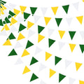 21Ft Metallic Fabric Triangle Banner Flags for Parties - Yellow, Green, White Variations