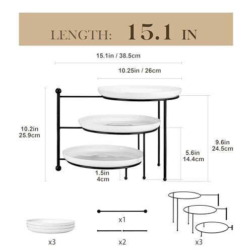 White 10-Inch 3-Tier Rotating Serving Tray - Dessert & Appetizer Stand