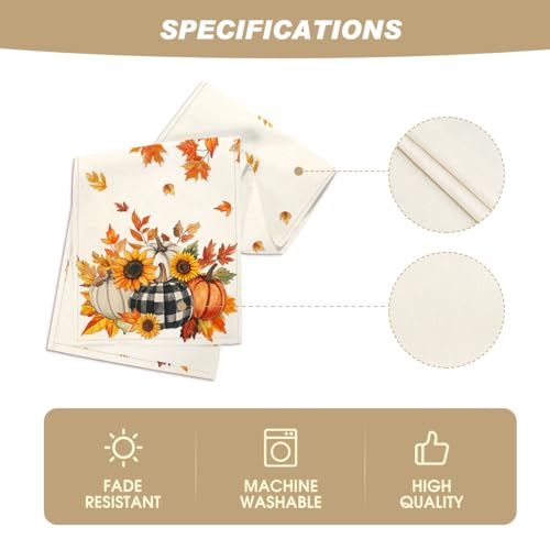 Beige 13x72 Inch Fall Table Runner - Polyester Home Decor for Dining & Parties
