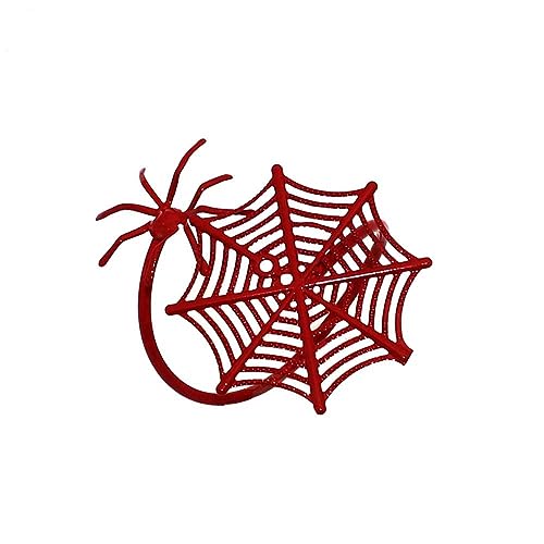 Halloween Spider Web Napkin Ring Set 4pcs - Festive Table Decor, Black+Red Variation