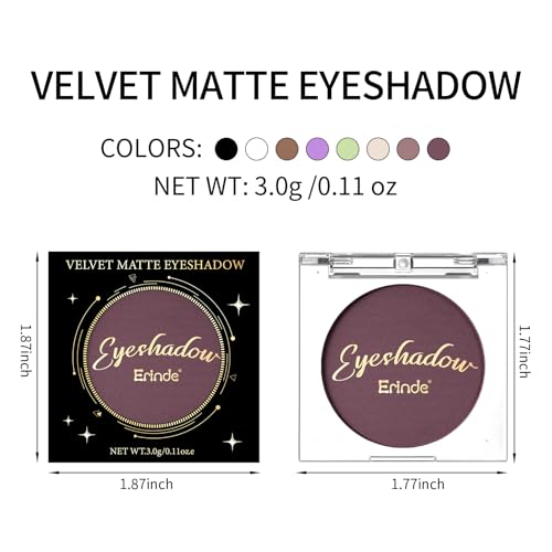 Erinde Eggplant Matte Single Eyeshadow - Deep Dark Mauve Purple for Mature Eyes
