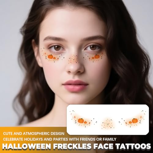 Halloween Freckles Face Tattoos 14-Piece Makeup Stickers - Variation B