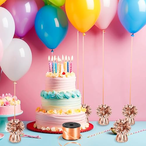 24 Rose Gold Balloon Weights Metallic Anchor - Heavy Balloon Holders & Ribbons
