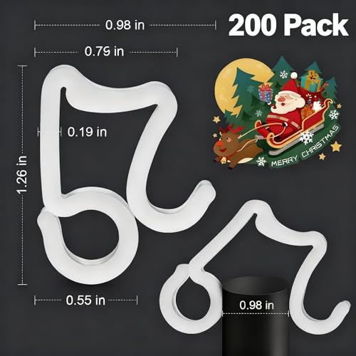 Christmas Light Clips Hooks 200 Pack - Universal Outdoor String Light Holders
