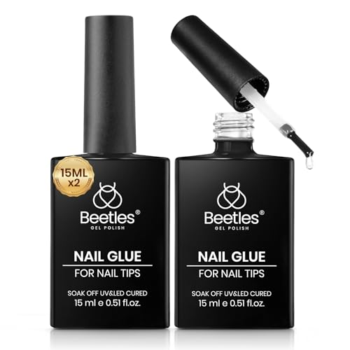 Beetles White Gel Nail Polish with 2pcs 15ml Nail Glue for Acrylic Tips