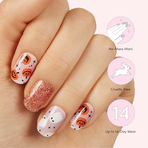 Semi-Cured Gel Nail Strips - Happy Haunting - Long Lasting & Chip Resistant - 4-Piece Manicure Set