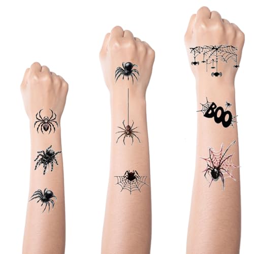 Halloween Spider Web Temporary Tattoos for Kids - Waterproof Body Stickers, 10 Sheets - Color09