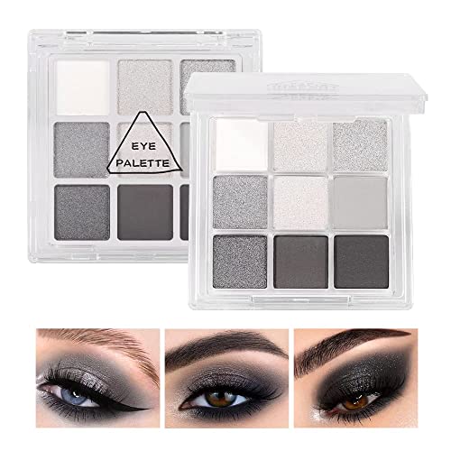 Eyeshadow Palette Black Smokey Silver Glitter - 9 Colors, Variation A1
