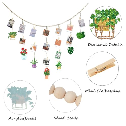 Diamond Art Photo Display with Clips - Plant Wall Decor for Adults