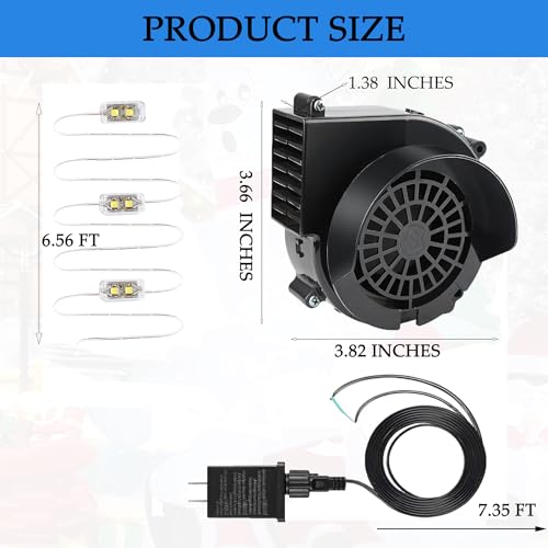 Inflatable Fan Replacement 12V 0.8A Blower with 1.5A Adapter & LED Lights - Holiday Decor