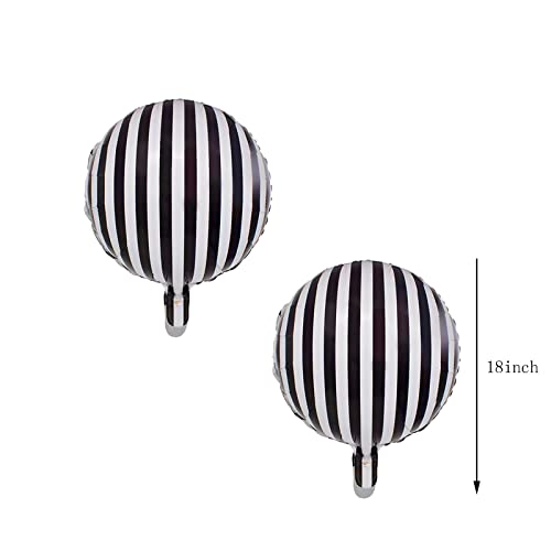 10 Pcs Black and White Striped Aluminum Balloons for Party Decorations