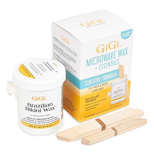 GIGI Sensitive Formula Brazilian Bikini Wax Microwave Kit for Sensitive Skin - Hard Wax Hair Removal