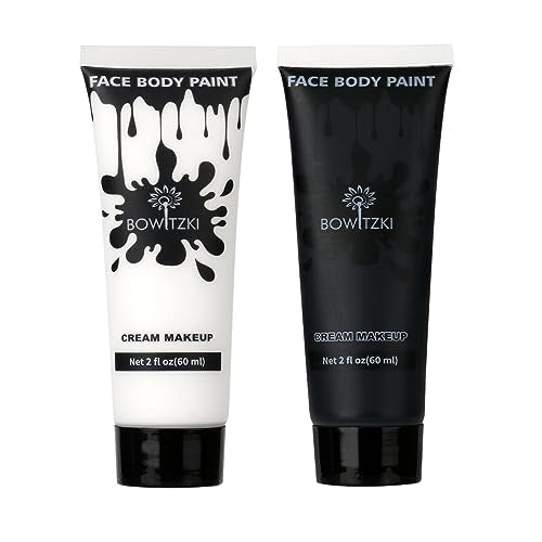 Face and Body Paint 2oz Cream Makeup Black+White Water Based Special Effects