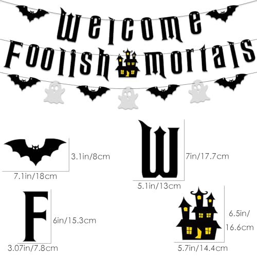 Halloween Welcome Foolish Mortals Banner - Haunted House Party Decor