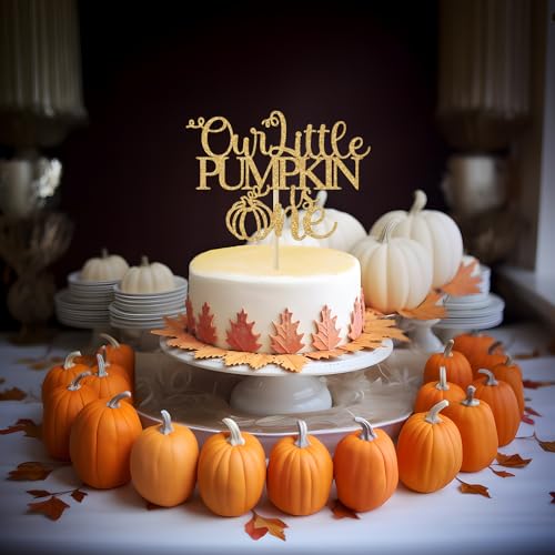 First Birthday Cake Topper Gold Glitter Pumpkin 1st Birthday Party Decor
